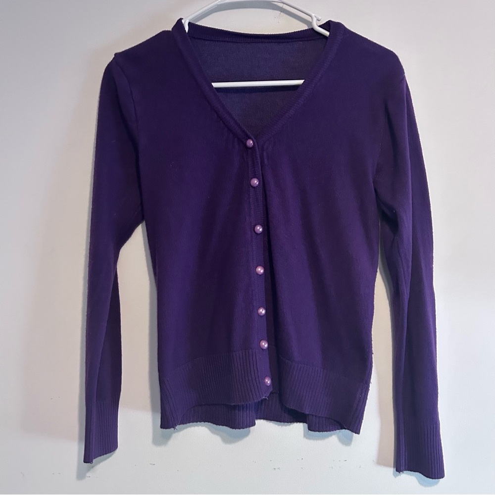 Vibrant Purple Button-Up Cardigan